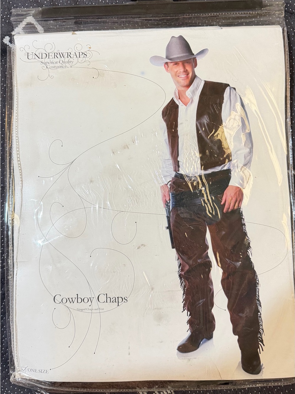 Men's Brown Western Fringe Chaps and Vest Set - Cowboy Costume